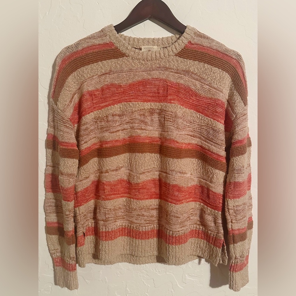 Faherty Cotton Linen Striped Cozy Sweater Small
